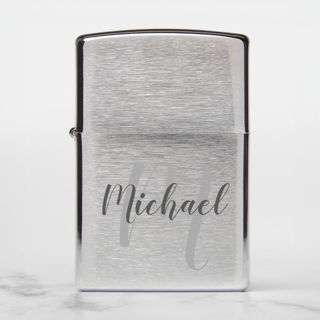 Modern Script Personalized Monogram and Name Zippo Lighter (Creator Uploaded)