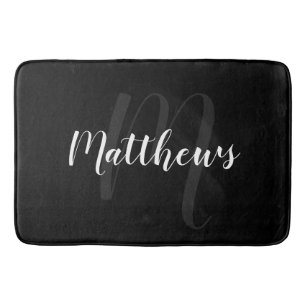 Modern Script Personalized Monogram & Family Name Bath Mat