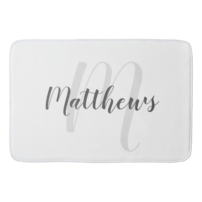 Modern Script Personalized Monogram & Family Name Bath Mat (Front)