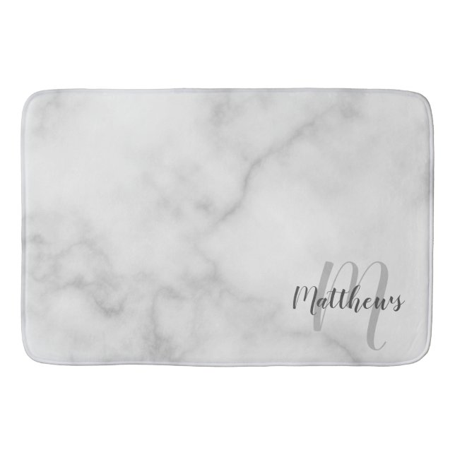 Modern Script Personalized Monogram & Family Name  Bath Mat (Front)