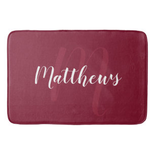 Modern Script Personalized Monogram & Family Name Bath Mat