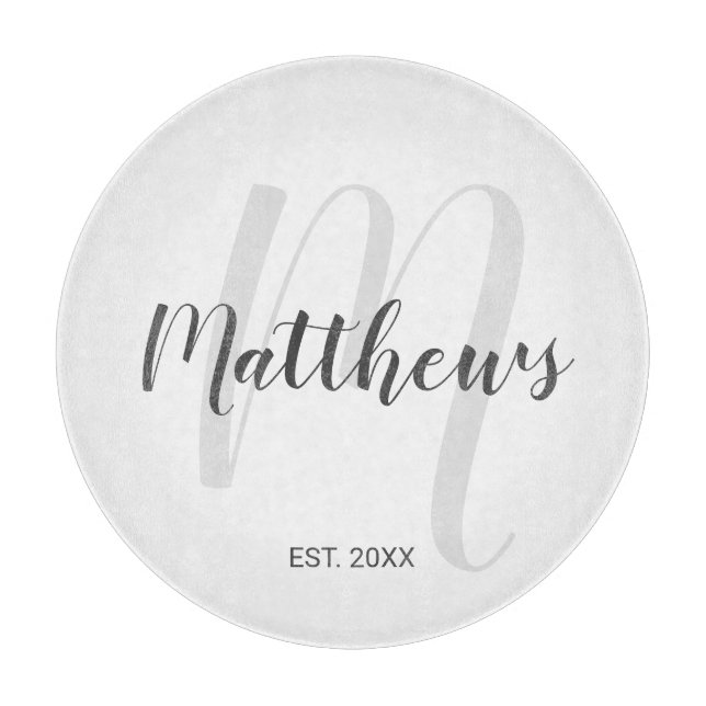 Modern Script Personalized Monogram & Family Name Cutting Board (Front)