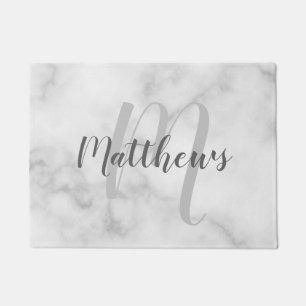 Modern Script Personalized Monogram & Family Name Doormat