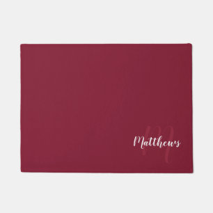 Modern Script Personalized Monogram & Family Name Doormat