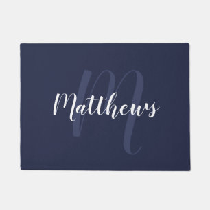 Modern Script Personalized Monogram & Family Name  Doormat