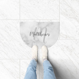 Modern Script Personalized Monogram & Family Name Doormat