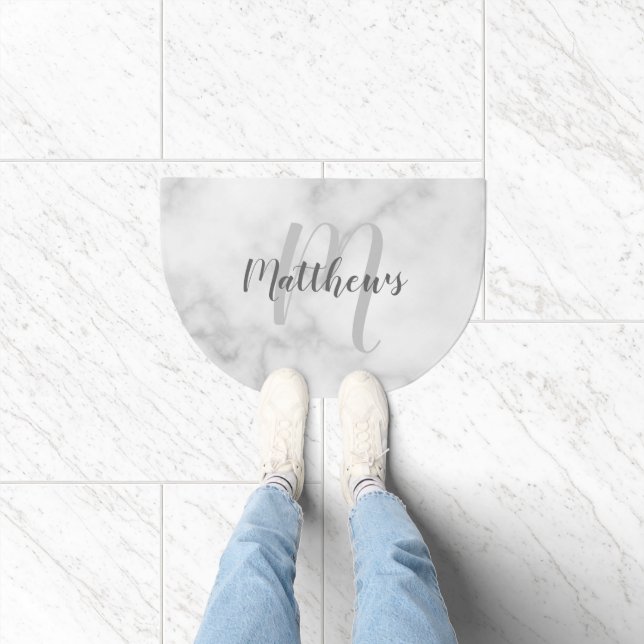 Modern Script Personalized Monogram & Family Name Doormat (Indoor)
