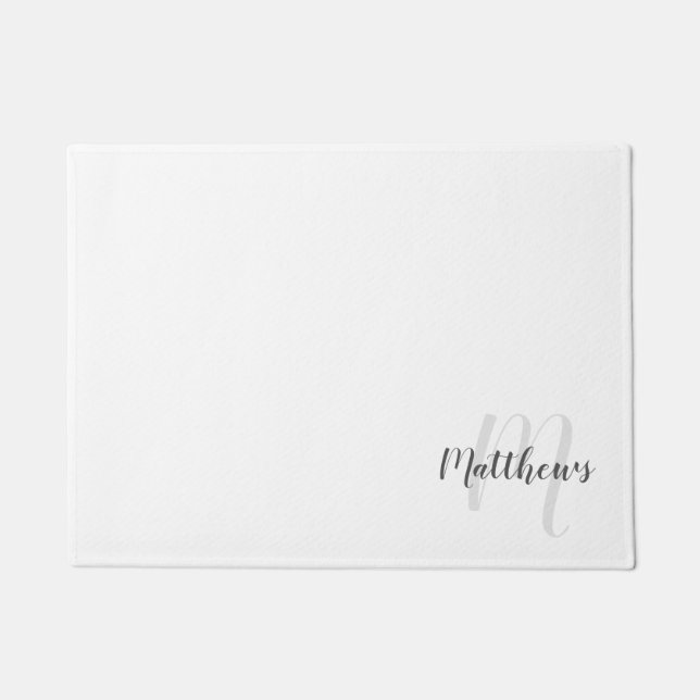 Modern Script Personalized Monogram & Family Name Doormat (Front)