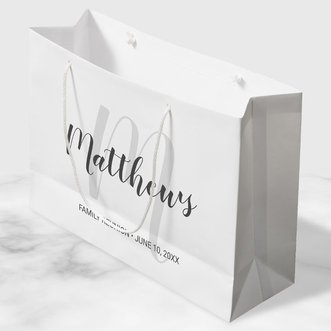 Modern Script Personalized Monogram & Family Name Large Gift Bag (Creator Uploaded)
