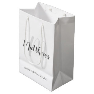 Modern Script Personalized Monogram & Family Name Medium Gift Bag