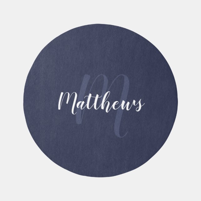 Modern Script Personalized Monogram & Family Name Outdoor Rug (Front)