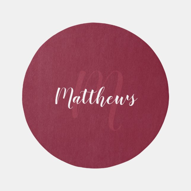 Modern Script Personalized Monogram & Family Name Outdoor Rug (Front)