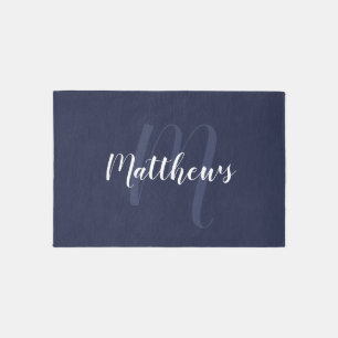 Modern Script Personalized Monogram & Family Name Outdoor Rug