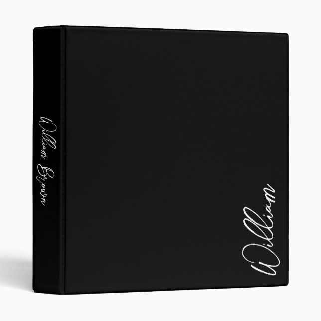 Modern Script Personalized Name 3 Ring Binder (Front/Spine)