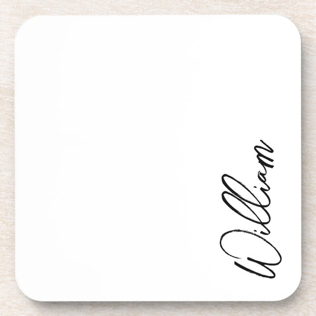 Modern Script Personalized Name Beverage Coaster (Front)