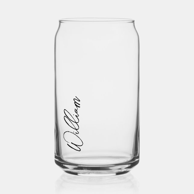 Modern Script Personalized Name Can Glass (Front)