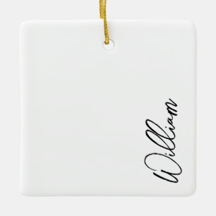 Modern Script Personalized Name Ceramic Ornament