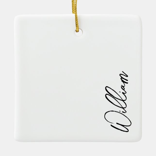 Modern Script Personalized Name Ceramic Ornament (Front)