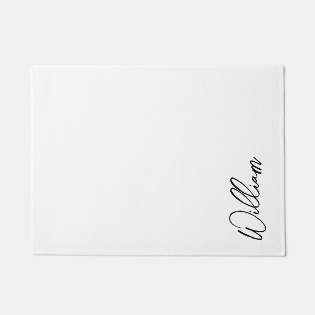 Modern Script Personalized Name Doormat (Front)