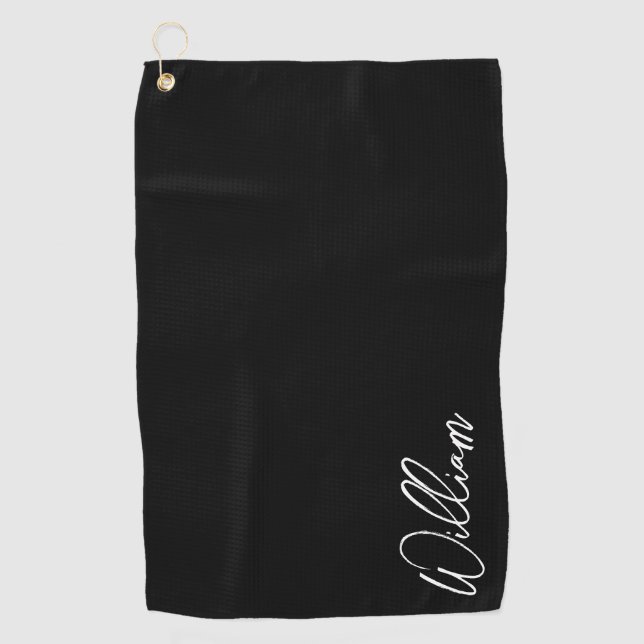 Modern Script Personalized Name Golf Towel (Front)