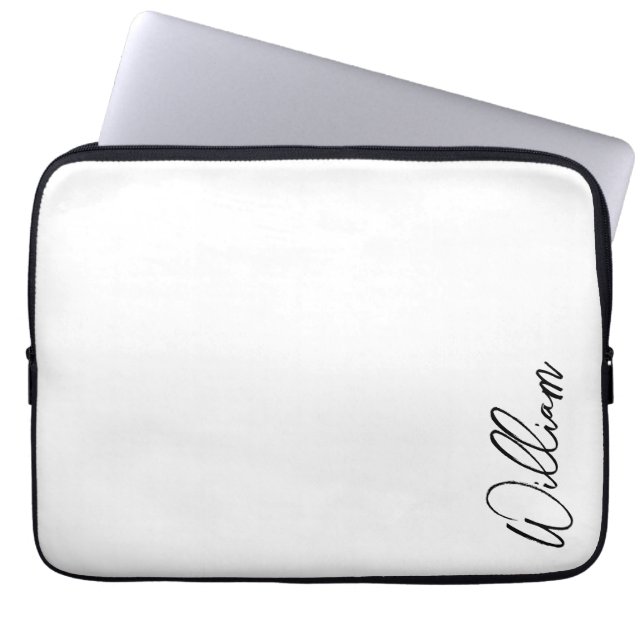 Modern Script Personalized Name Laptop Sleeve (Front)
