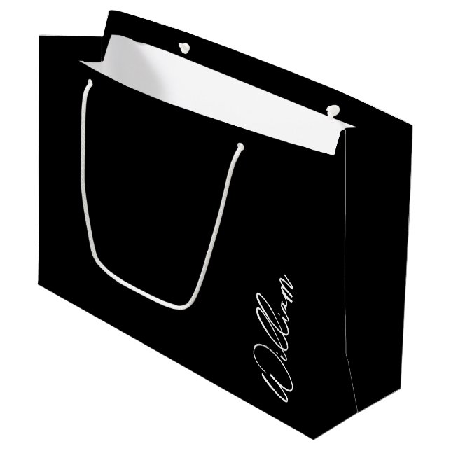 Modern Script Personalized Name Large Gift Bag (Front Angled)