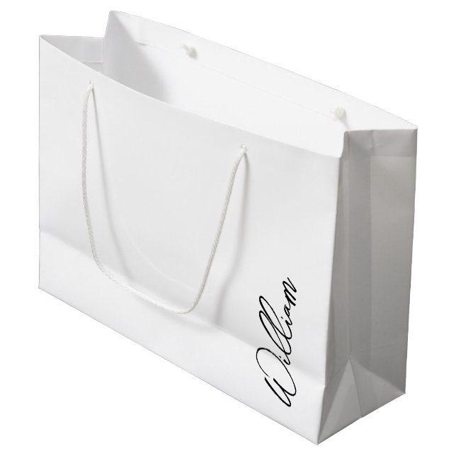 Modern Script Personalized Name Large Gift Bag (Front Angled)