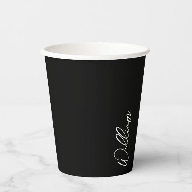 Modern Script Personalized Name Paper Cups (Front)