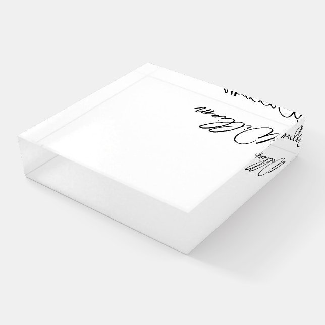 Modern Script Personalized Name Paperweight (Angled)