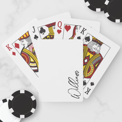 Modern Script Personalized Name Playing Cards