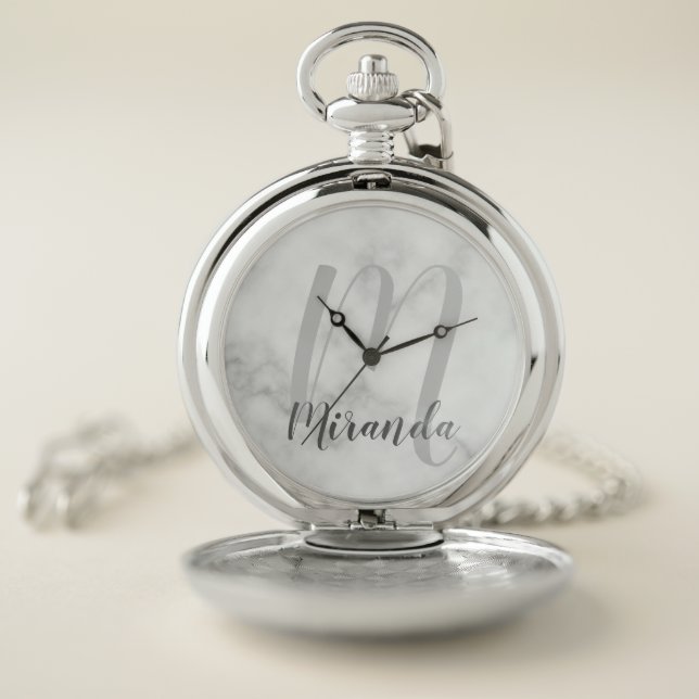 Modern Script Personalized Name Pocket Watch (Inside)