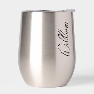 Modern Script Personalized Name Thermal Wine Tumbler