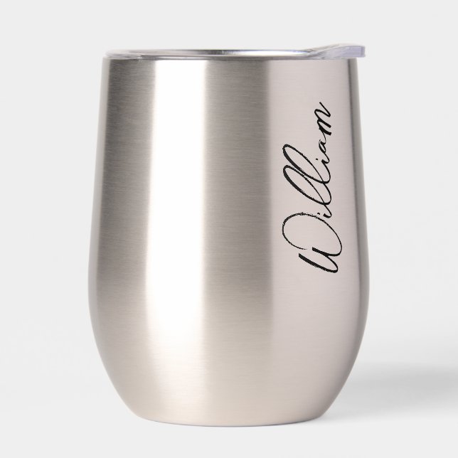 Modern Script Personalized Name Thermal Wine Tumbler (Left)