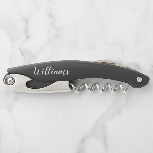 Modern Script Personalized Name Waiter's Corkscrew (Front)