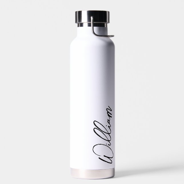 Modern Script Personalized Name Water Bottle (Left)