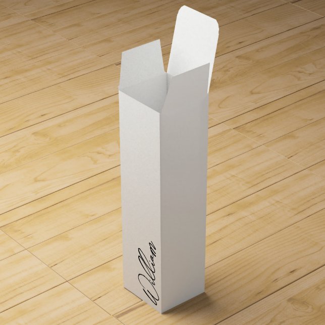Modern Script Personalized Name Wine Box (Opened)