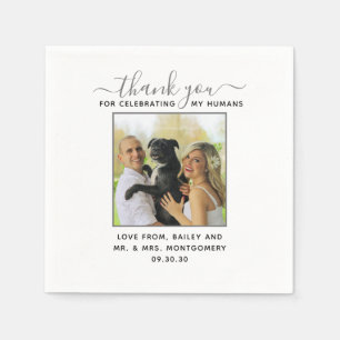 Modern Script Personalized Pet Wedding Photo Napkins