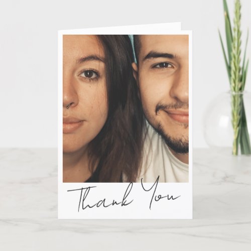 Modern Script Personalized Photo Custom Message Thank You Card