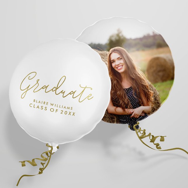 Modern Script Personalized Photo Graduation Balloon (Creator Uploaded)
