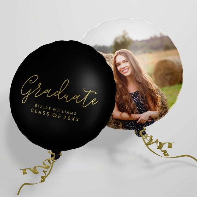 Modern Script Personalized Photo Graduation Balloon (Creator Uploaded)