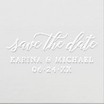 Modern Script Personalized Wedding Save the Date Embosser<br><div class="desc">Stylish custom wedding embosser design features "Save the Date" in modern calligraphy script with classic and elegant serif text that can be personalized with the bride and groom first names and their wedding date.</div>