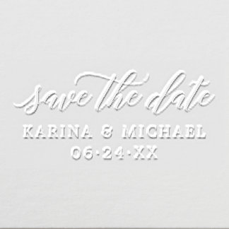 Modern Script Personalized Wedding Save the Date Embosser