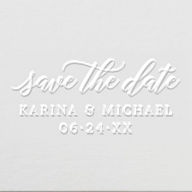 Modern Script Personalized Wedding Save the Date Embosser (Design)