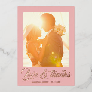 Modern script personalized wedding thank you card
