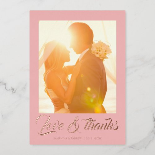 Modern script personalized wedding thank you card