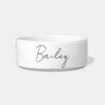 Modern script pet name custom bowl<br><div class="desc">This simple script feed bowl will look great in your kitchen. Add your pet's name in the Personalize it section.</div>