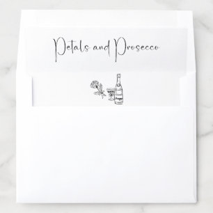 Modern Script Petals and Prosecco Bridal Shower Envelope Liner
