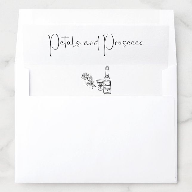 Modern Script Petals and Prosecco Bridal Shower Envelope Liner (In Envelope)
