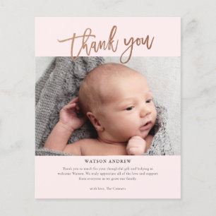 Modern Script Photo Baby Thank You Card