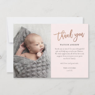 Modern Script Photo Baby Thank You Card